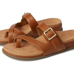 Vionic Carmela J0829L1200 Sandals Women's 8.5 Tan Leather Toe Post Slide RHS7724