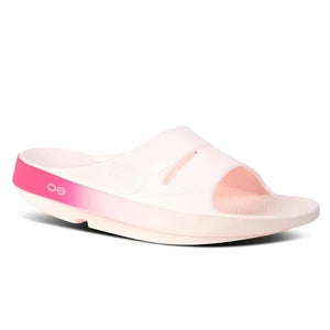 Oofos Ooahh Sandals Womens US 7 Blush Fade Pink Round Toe Slip-On Slide HAWK3180