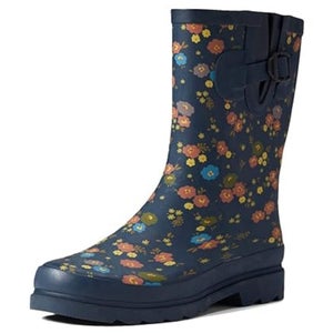 Western Chief Rain Boots Women's 8 Navy Prim Petals Waterproof Mid Calf HAWK3073