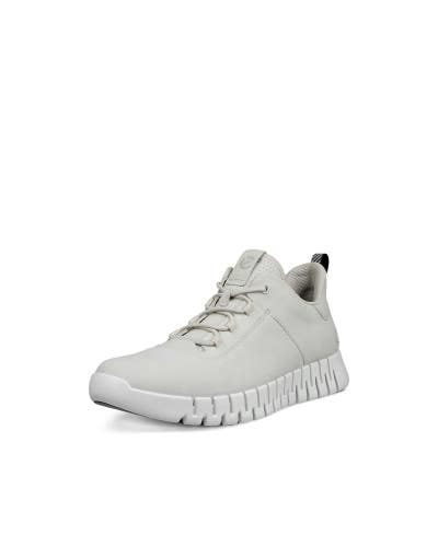 ECCO Gruuv Sneakers Men's US 11 Gray White Nubuck Lace Up Walking Shoes HAWK3161