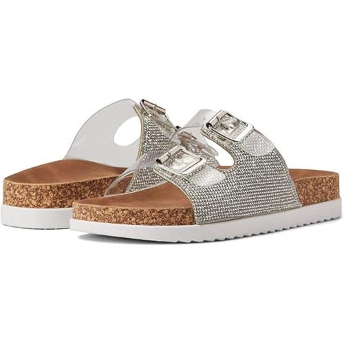 Madden Girl Gratzi Sandals Girls 7.5 Clear Rhinestone Adjustable Slide ZAP1273