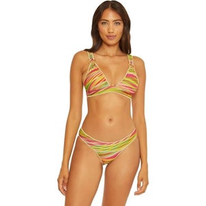 BECCA Awaken Callie Bikini Top Women's Medium Multi Ring Halter Swimwear DDR2819