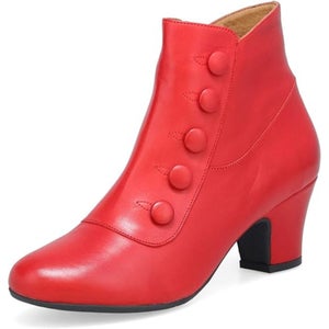 Miz Mooz Fredrick Boots Women's US 9 Red Leather Almond Toe Ankle Bootie HTAT174