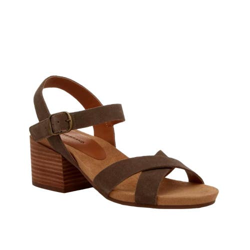 Lucky Brand Payton Sandals Women's US 9.5 Brown Ankle Strap Block Heel VER1492