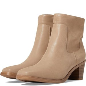 MIA Tasia Boots Women's US 9 Beige Leather Block Heel Ankle Bootie HTAT208