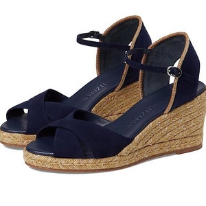 Stuart Weitzman Mirela II Espadrille Wedge Sandal Women's 10 Blue Suede HTAT490