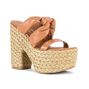 Stuart Weitzman Playa Sohigh 145 Knot Platform Slide Women's 9.5 Tan HTAT491