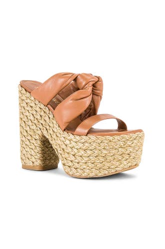 Stuart Weitzman Playa Sohigh 145 Knot Platform Slide Women's 9.5 Tan HTAT491