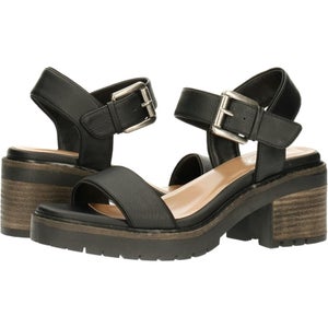 BullBoxer Rhona Sandals Women's 8 Black Ankle Strap Platform Block Heel ZAP771