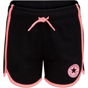Converse Chuck Patch Shorts Girls 4 Black Drawstring Waist Dolphin Hem JZZ360
