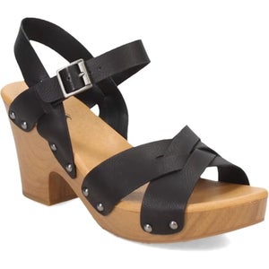 Korks Bagley Sandals Women's 7 Black Leather Studded Block Heel Platform ZAP1455