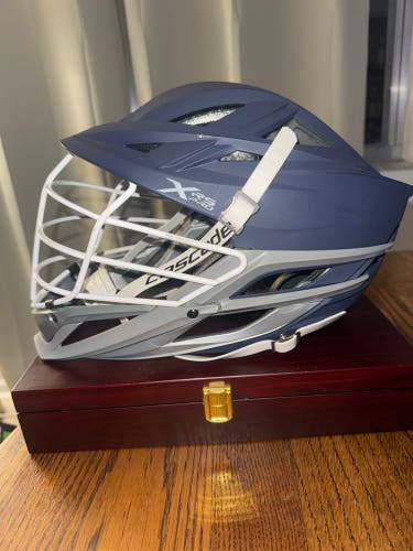 Cascade XRS Pro Helmet, Like New/ Barely Used
Colors: Matte Navy Shell,Silver/Grey Chin, White strap