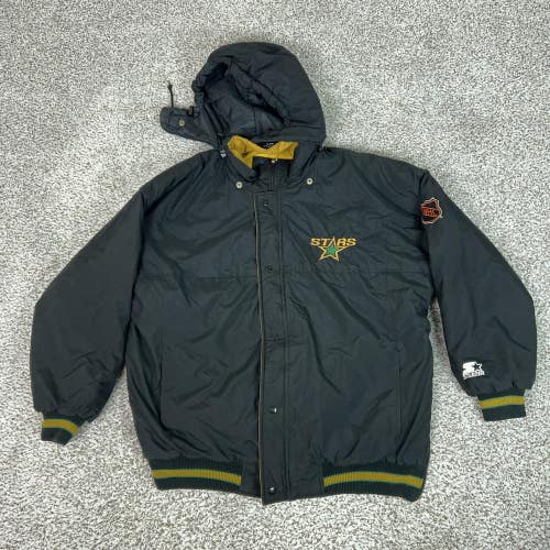 Vintage Minnesota North Stars Jacket Mens XL Black NHL Hockey Starter Coat 90s