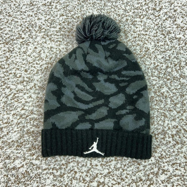 Jordan Hat Beanie Youth One Size Gray Camo Knit Jumpman Boys Basketball Winter