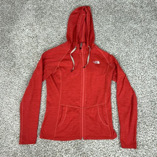 North Face Hoodie Womens Small Red Stripe Full Zip Lightweight Jacket Stretch