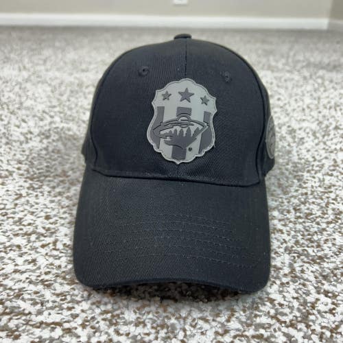 Minnesota Wild Hat Cap Strap Back Mens One Size Black NHL Hockey Logo Patch Dad