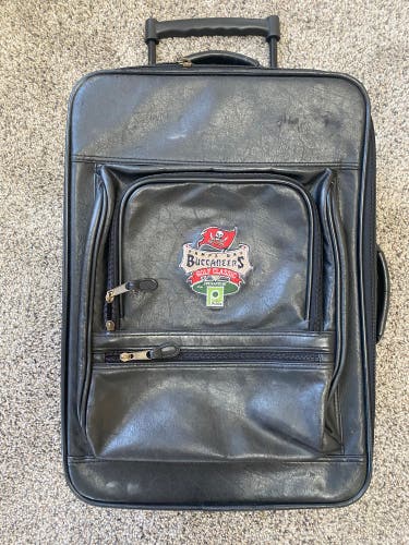 Vintage Tampa Bay Buccaneers Black Leather Suitcase