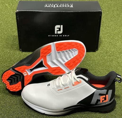 FootJoy FJ Fuel Mens Spikeless Golf Shoes Size 10.5 Medium Black/White/Coral NEW