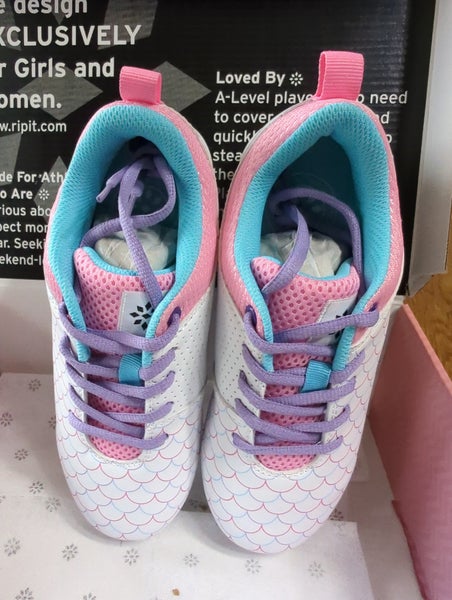 New* us 3.5 Softball cleats RIP-IT Emma Play-Ball "White/Pink/Purple" Softball Cleat.