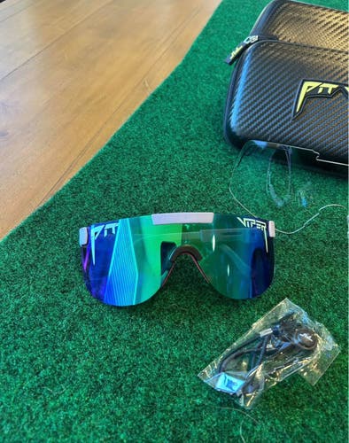 Sunglasses Pit vipers sunglasses set, the synthesizer, moon tower elliptical, and spare clear lens