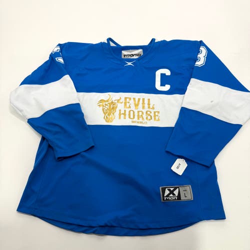 Used Royal and White Tron Evil Horse Brewing Jersey | Large | A100