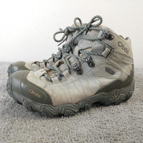 Oboz Bridger Mid B-Dry Hiking Boots Womens Size 7 Wide Width Waterproof Gray