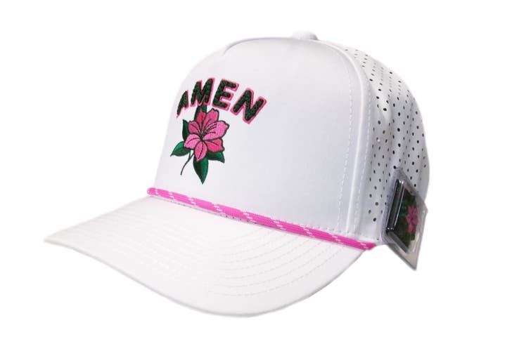 NEW 2026 Pins & Aces Amen Azalea White Rope Snapback Golf Hat/Cap w/ Ball Marker