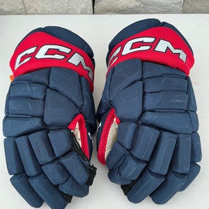 CCM JetSpeed FT1 Pro Stock Hockey Gloves Navy 14” Blue Jackets (Used) 79484