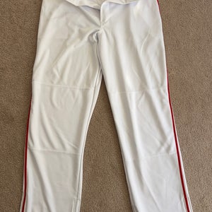 Baseball Game Pants, men’s medium, White w/ red piping, NWT