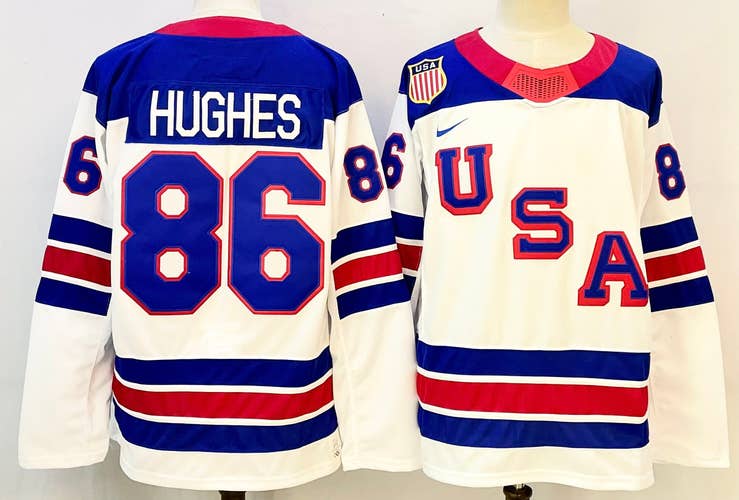 Jack Hughes Team USA Hockey Nike Jersey - White - Size 46