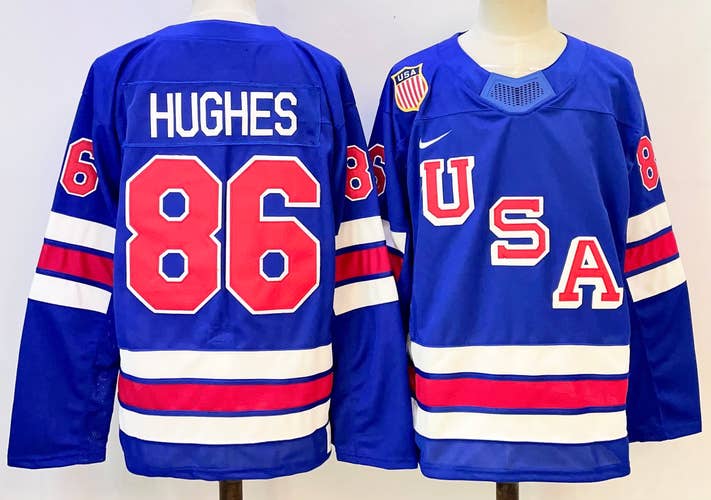 Jack Hughes Team USA Hockey Nike Jersey - Blue - Size 52