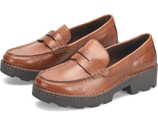 Born Carrera BR0041706 Loafers Women's 9 Brown Lug Sole Moc Toe Shoes HAWK3123