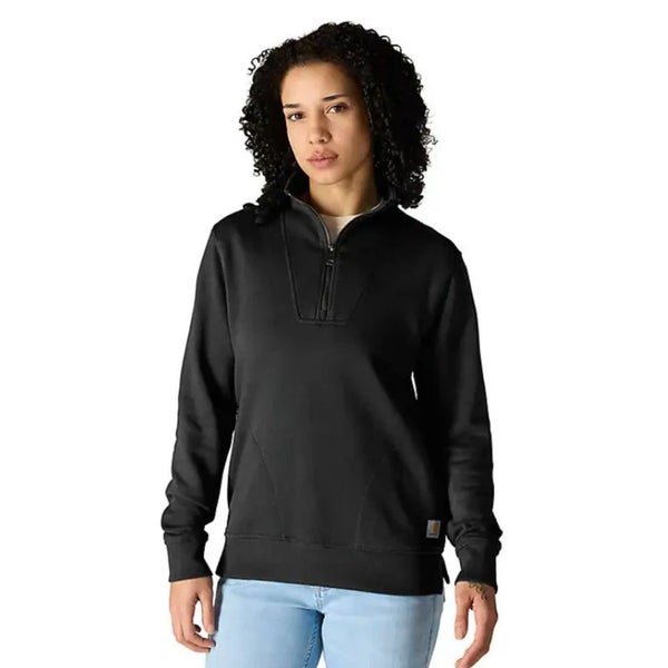 Carhartt Sweatshirt Women's XL Black Tencel Fiber Relaxed Fit 1/2 Zip KFC454