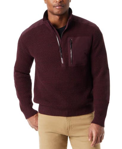 Bass Outdoor Sweater Men's Medium Purple Long Sleeve 1/4 Zip Pullover KFC434
