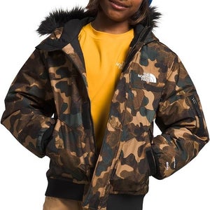 The North Face Gotham NF0A82XTORU Boys Large Brown Camo Insulated Jacket KFC443