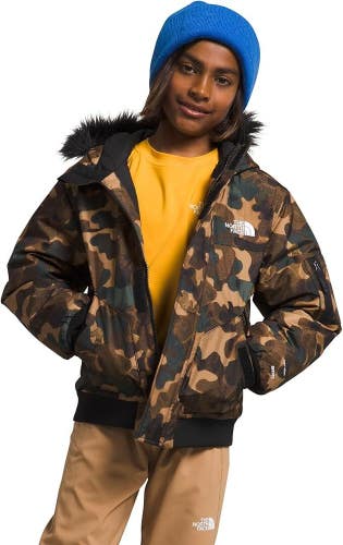 The North Face Gotham NF0A82XTORU Boys Large Brown Camo Insulated Jacket KFC443