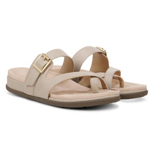 Vionic Carmela J0829L1250 Sandals Women's US 13 Oatmeal Leather Thong HAWK3062