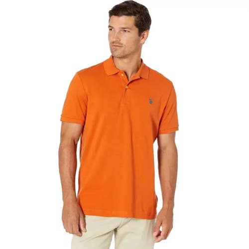 U.S. Polo Assn Polo Shirt Men's Small Orange Cotton Short Sleeve Pullover KFC424