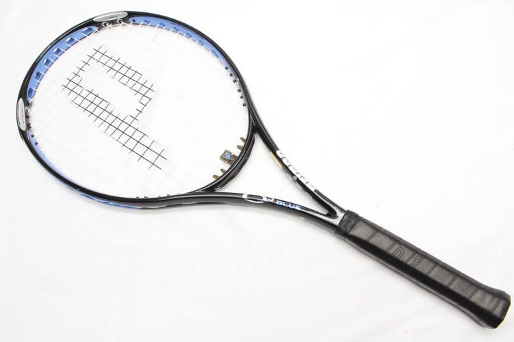 PRINCE O3 BLUE 110 TENNIS RACQUET (4 1/8) LONG STORAGE. NEW STRINGS / GRIP!!