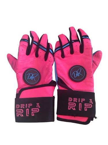 Used DRIP X RIP BATTING GLOVES BB/SB Batting Gloves Pink LG 11760-S000088556