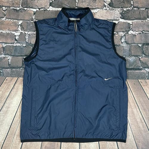 Vintage Y2K Nike Vest Mens Medium Blue Windbreaker Full Zip Pockets Lightweight