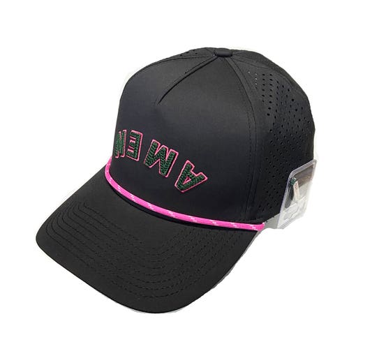 NEW 2026 Pins & Aces Amen Black/Pink Rope Snapback Golf Hat/Cap w/ Ball Marker