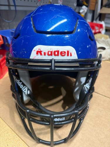 USED RIDDELL FLEX ADULT HELMET - LARGE - ROYAL BLUE METALLIC