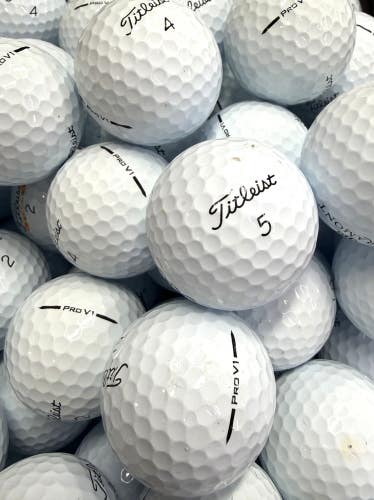12 Near Mint AAAA Titleist Pro V1 2025 Used Golf Balls w/ Mesh Bag