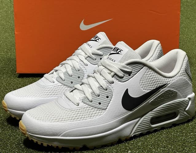 Nike Air Max 90 G Water Resistant Golf Shoes White/Black/Gum Size 12, 13.5 NEW