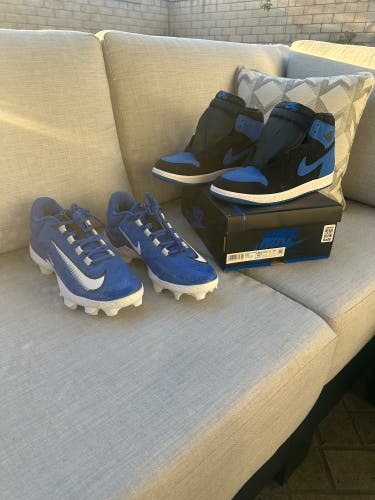 NIKE Alpha Huarache Elite 4 MCS + Jordan 1 ‘Royal Reimagined’ SIZE 10.5  *NEW*