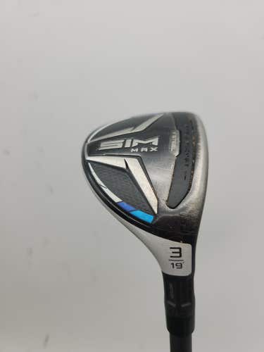 2020 TAYLORMADE SIM MAX 3 HYBRID 19* XSTIFF HZRDUS SMOKE BLACK +HC GOOD