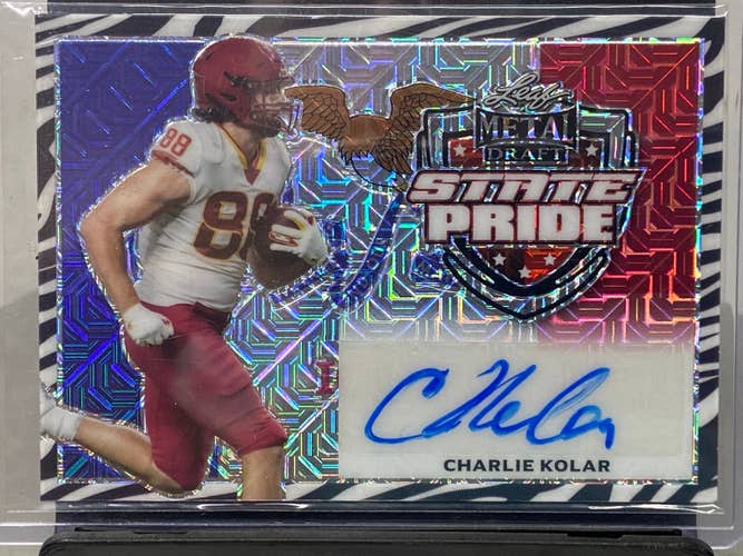 Charlie Kolar Iowa State 2022 Metal Draft Leaf Auto #'d 1/5 SP-CK1