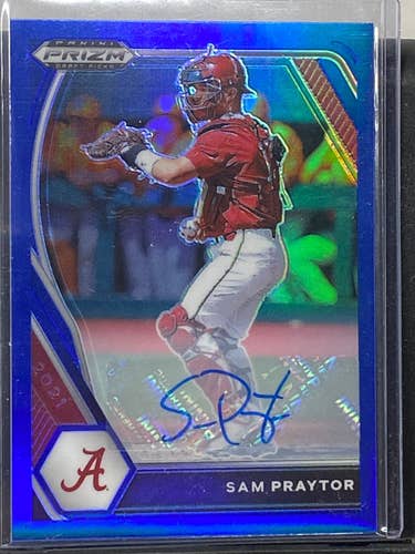 Sam Praytor Alabama 2021 Prizm Draft Picks Panini Blue Prizm Auto #'d 67/99