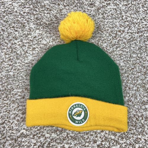 Minnesota Wild Hat Beanie Mens One Size Green Yellow NHL Hockey Retro Logo Sport